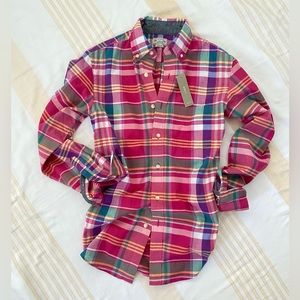 J. Crew NWT Madras Pink Plaid 100% Cotton SZ XS
